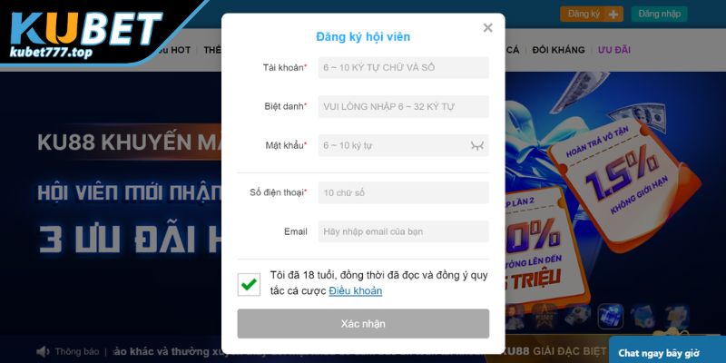 Hướng dẫn đăng ký Kubet77 cho những tay chơi mới